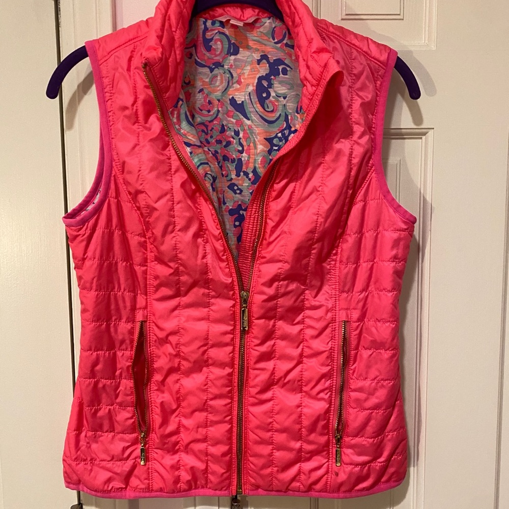 Lily Pulitzer Outerwear Vest- Pink , SMALL